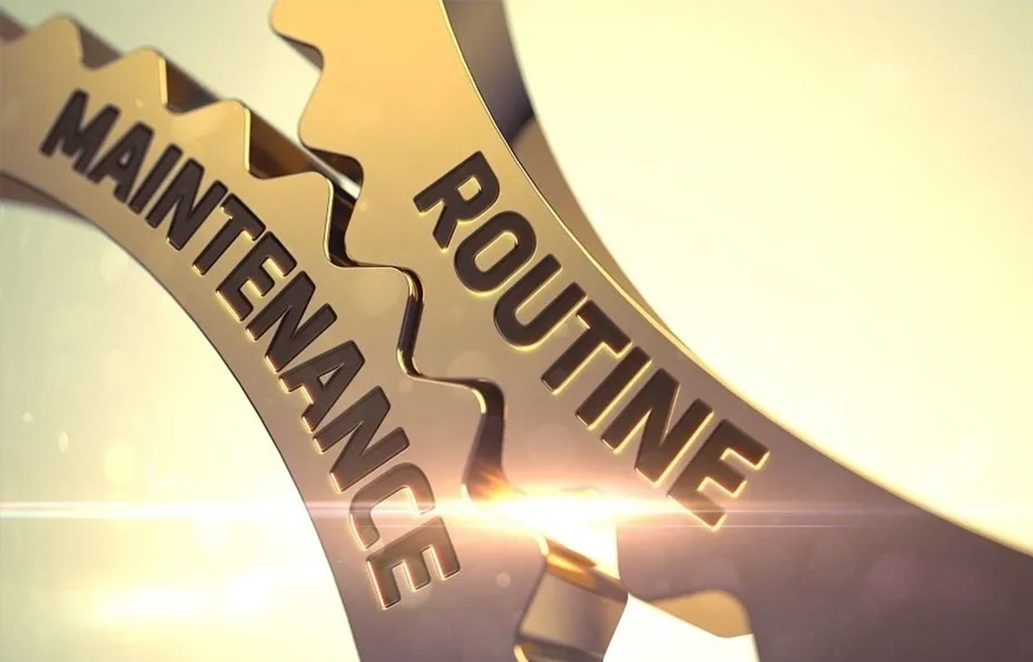 Two gears. One says maintenance, another says routine.